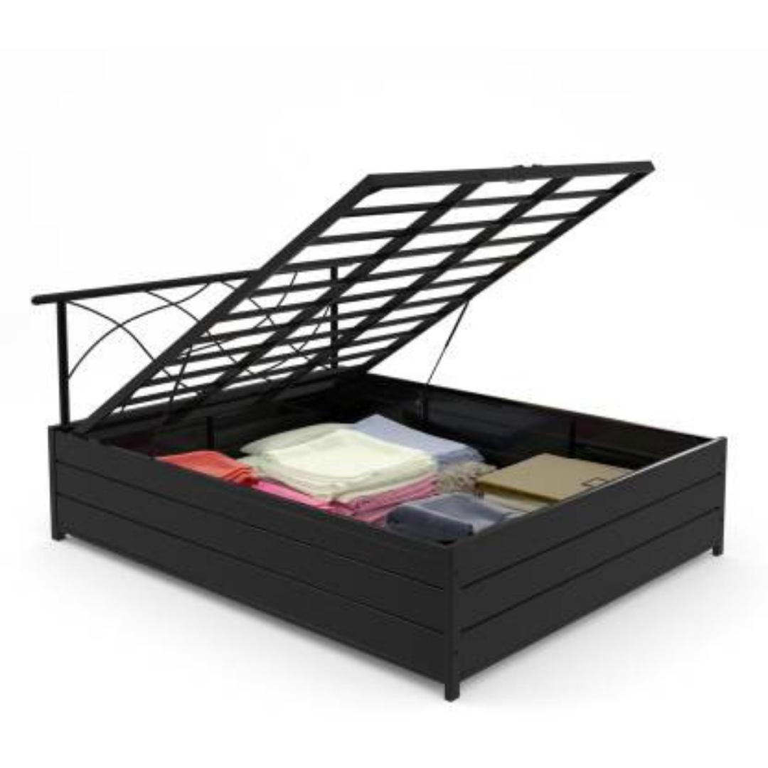 Lucerne Metal King Hydraulic Bed - Black - metallikafurniture.com