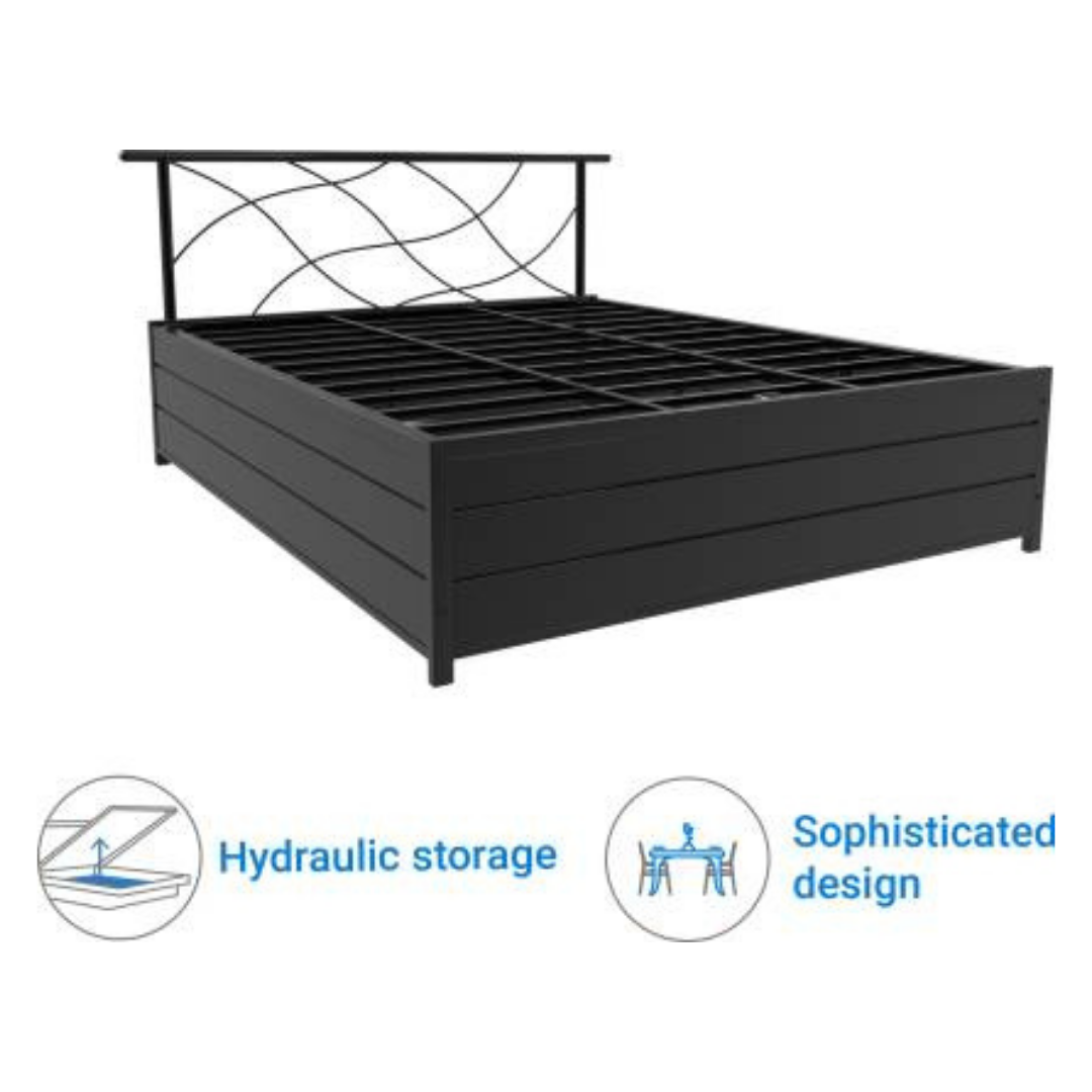 Lucerne Metal King Hydraulic Bed - Black - metallikafurniture.com