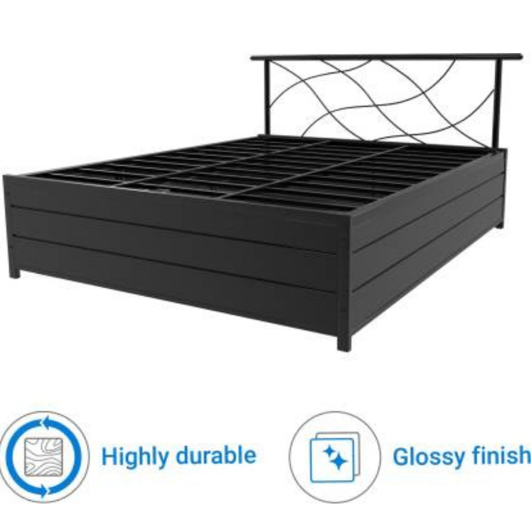 Lucerne Metal King Hydraulic Bed - Black - metallikafurniture.com
