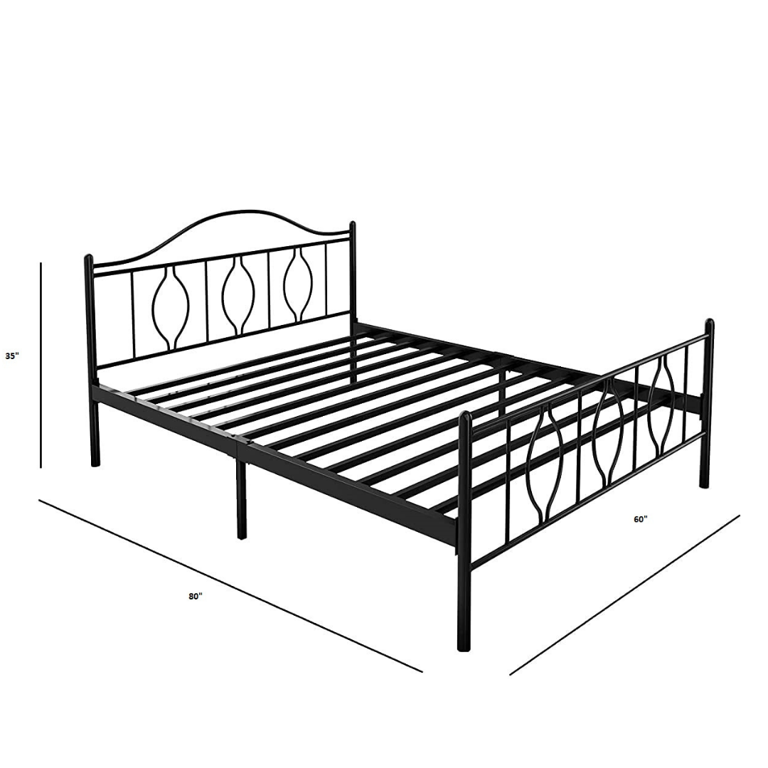 Baia Mare Metal Queen Bed - Black - metallikafurniture.com