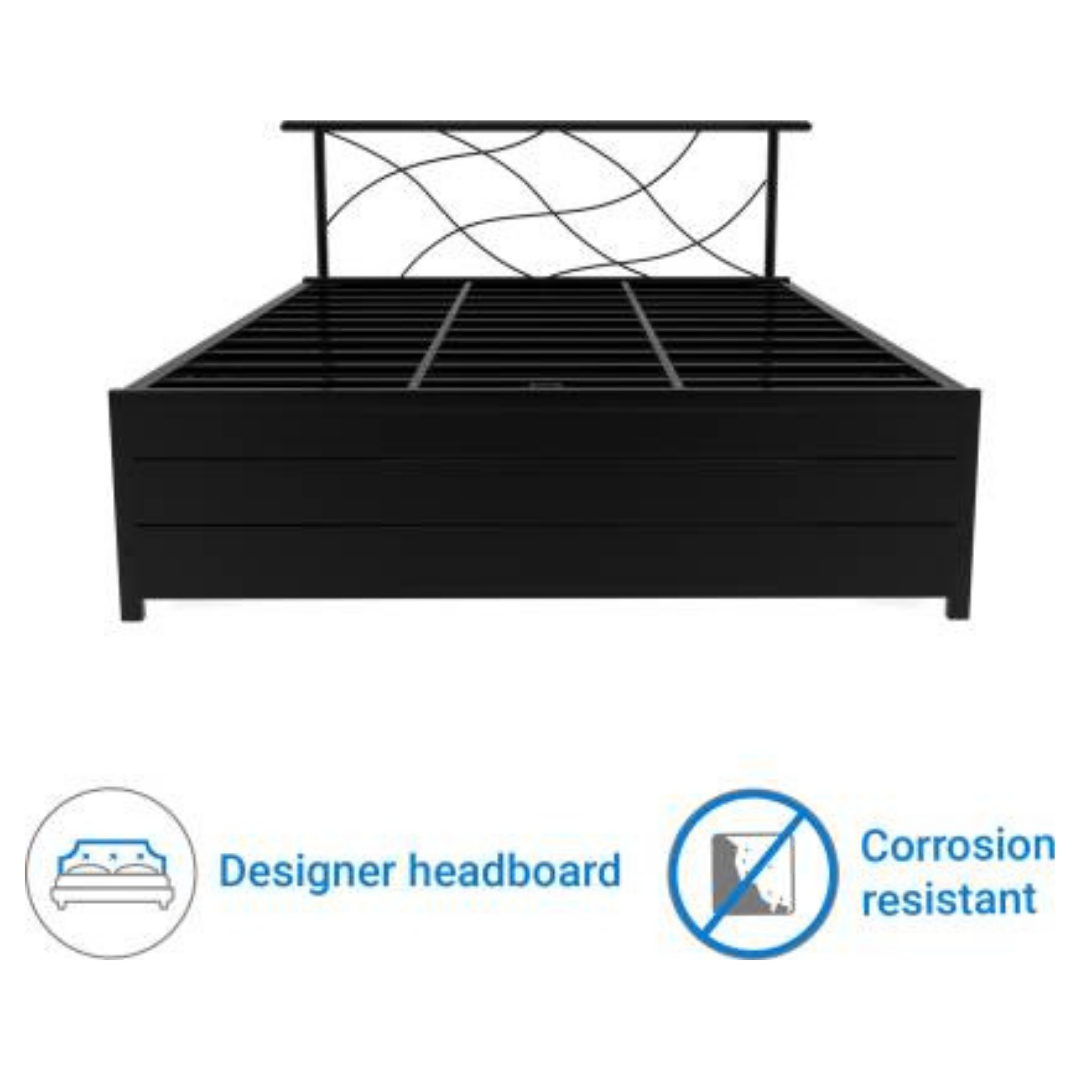 Lucerne Metal King Hydraulic Bed - Black - metallikafurniture.com