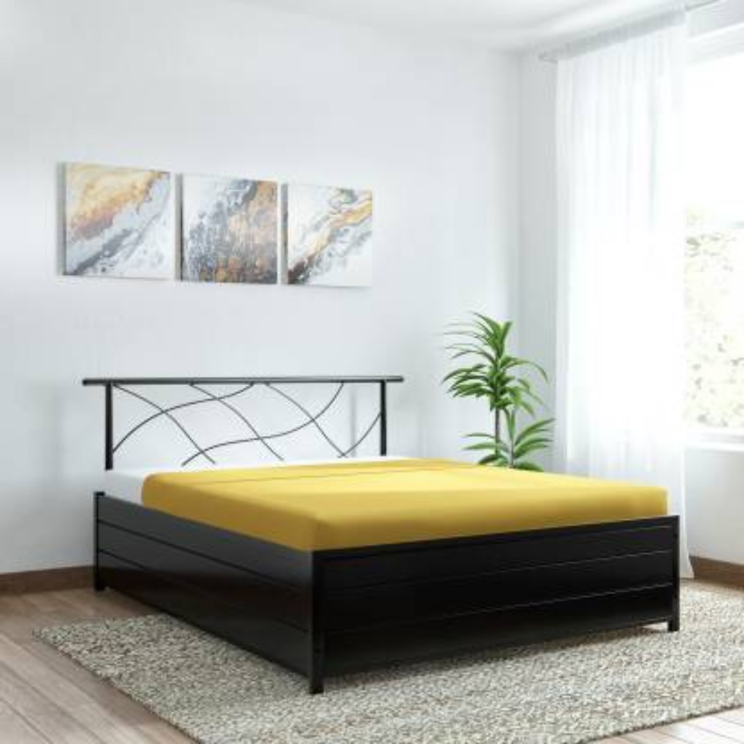 Lucerne Metal King Hydraulic Bed - Black - metallikafurniture.com