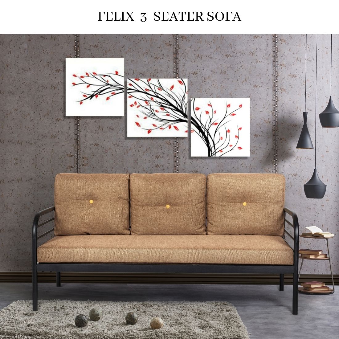 Felix Fabric 3 Seater Sofa - metallikafurniture.com