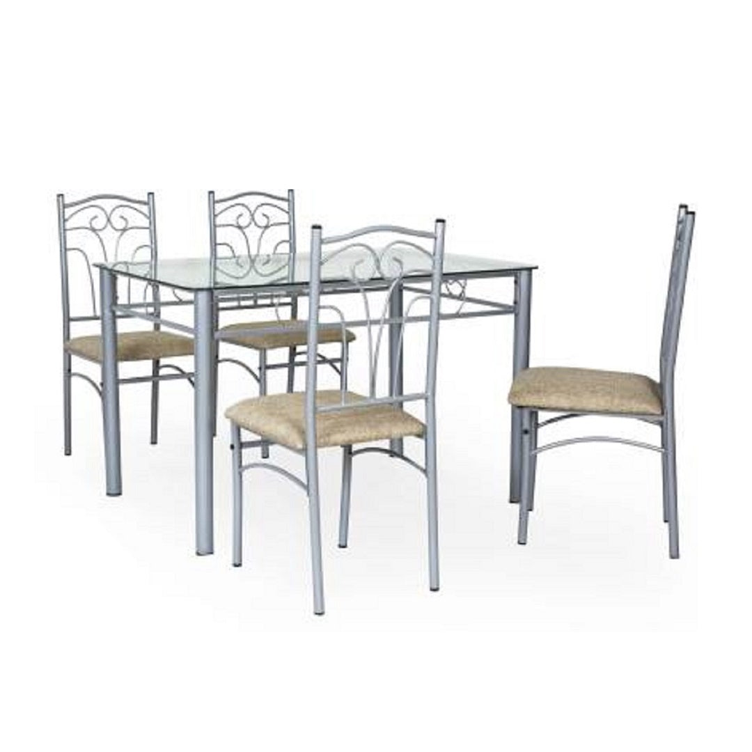 San Diego Glass 4 Seater Dining Set - metallikafurniture.com