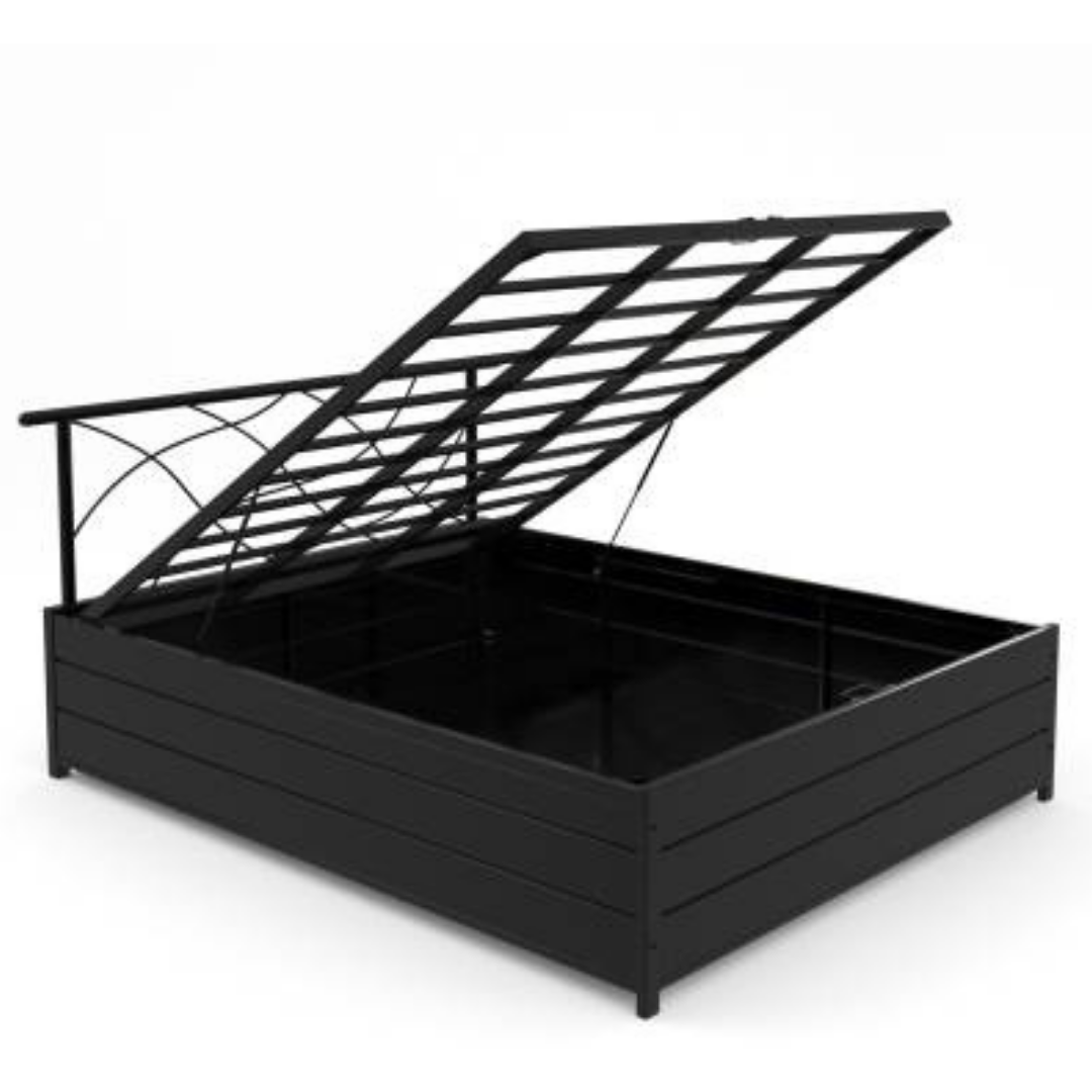 Lucerne Metal King Hydraulic Bed - Black - metallikafurniture.com