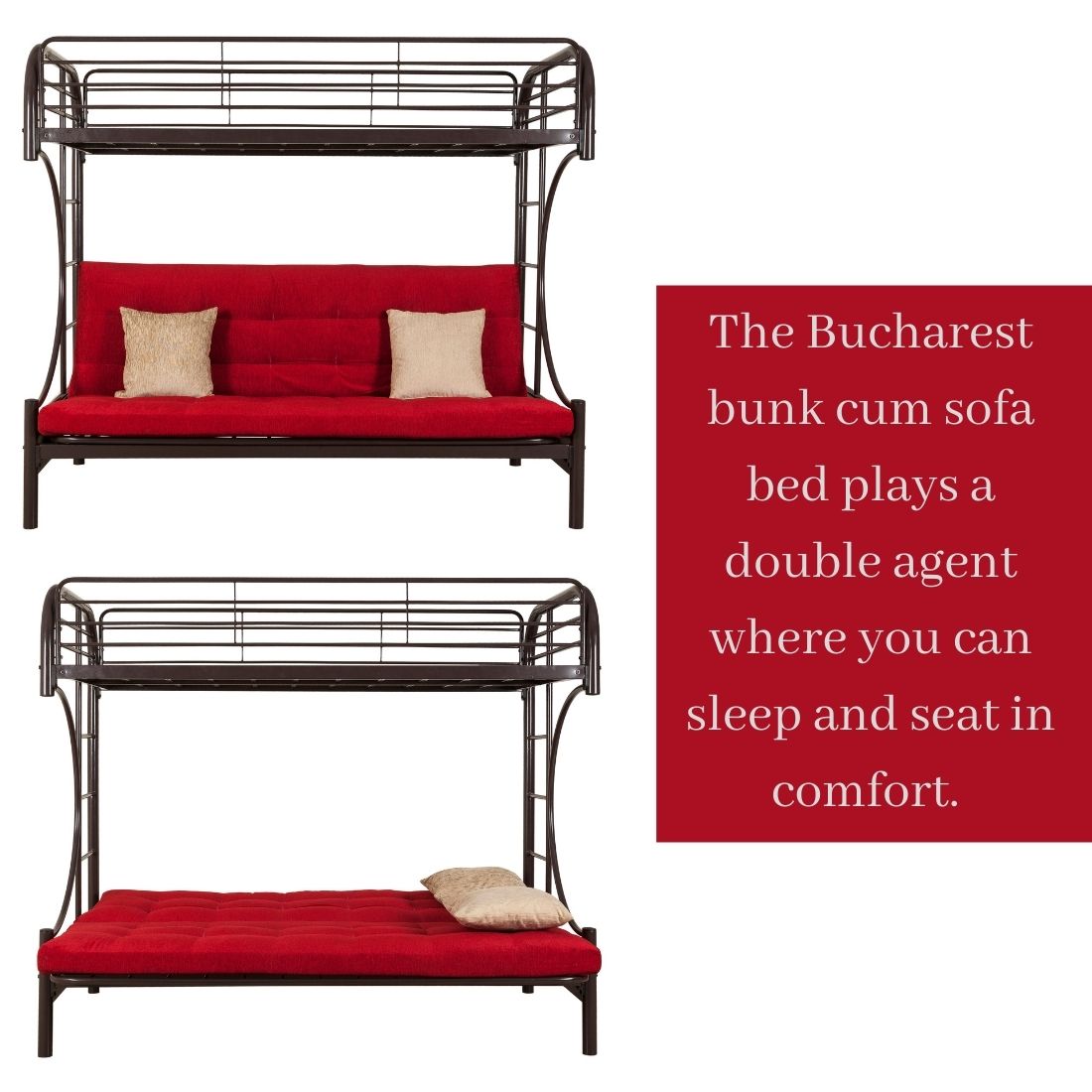 Bucharest sofa cum bunk Metal Bed - metallikafurniture.com