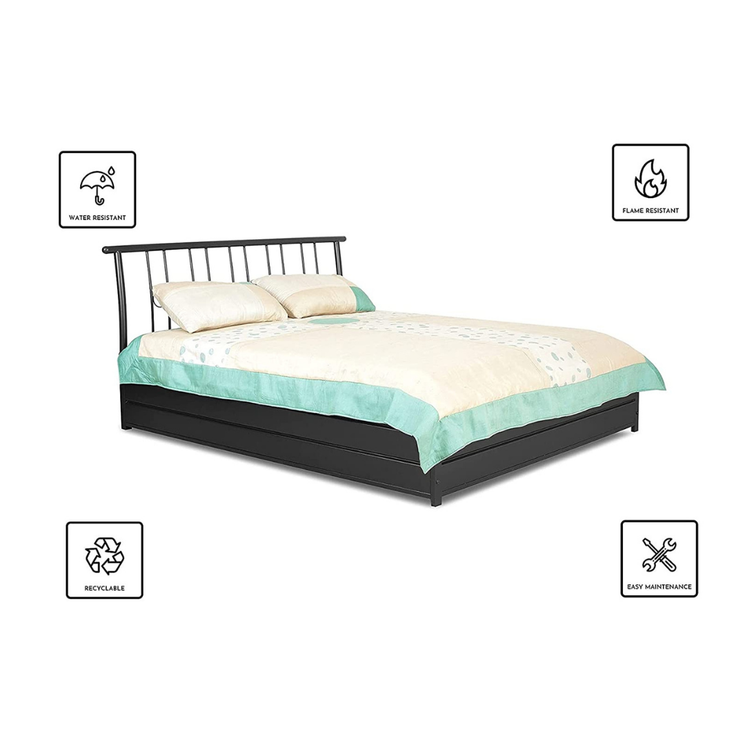 Manila Metal King Hydraulic Bed - Black - metallikafurniture.com