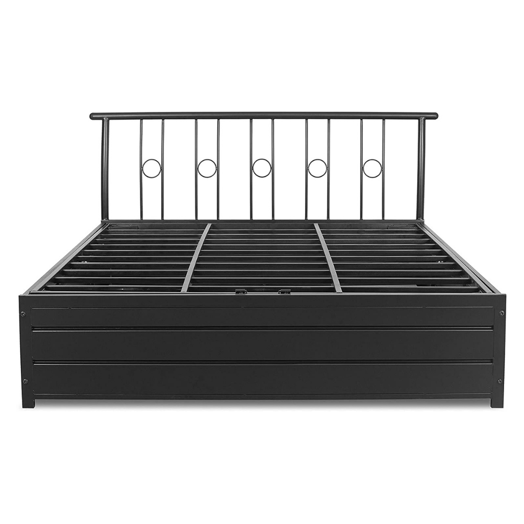 Manila Metal King Hydraulic Bed - Black - metallikafurniture.com