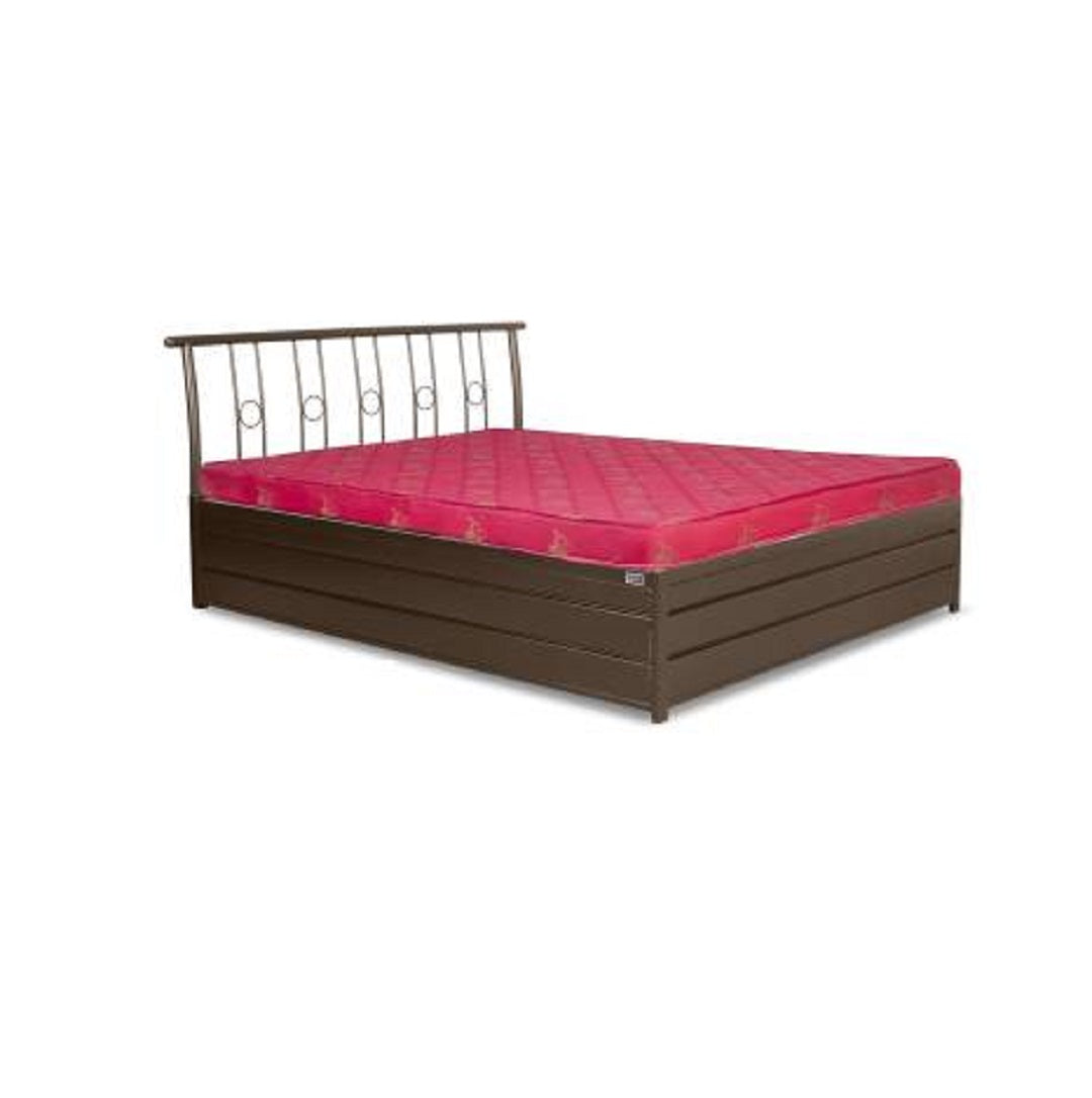 Manila Metal King Hydraulic Bed, Finish Color - Brown - metallikafurniture.com
