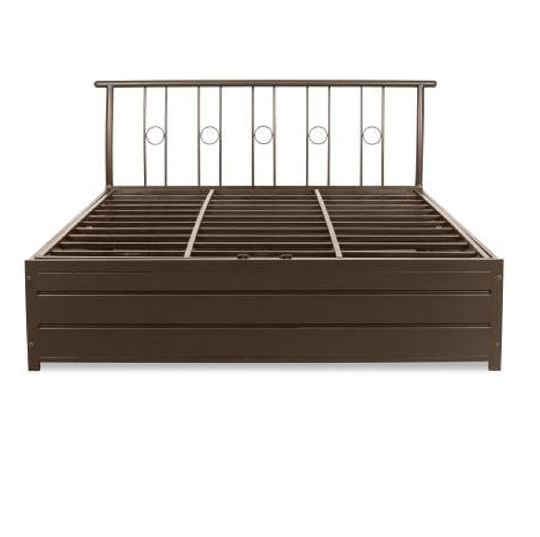 Manila Metal King Hydraulic Bed, Finish Color - Brown - metallikafurniture.com