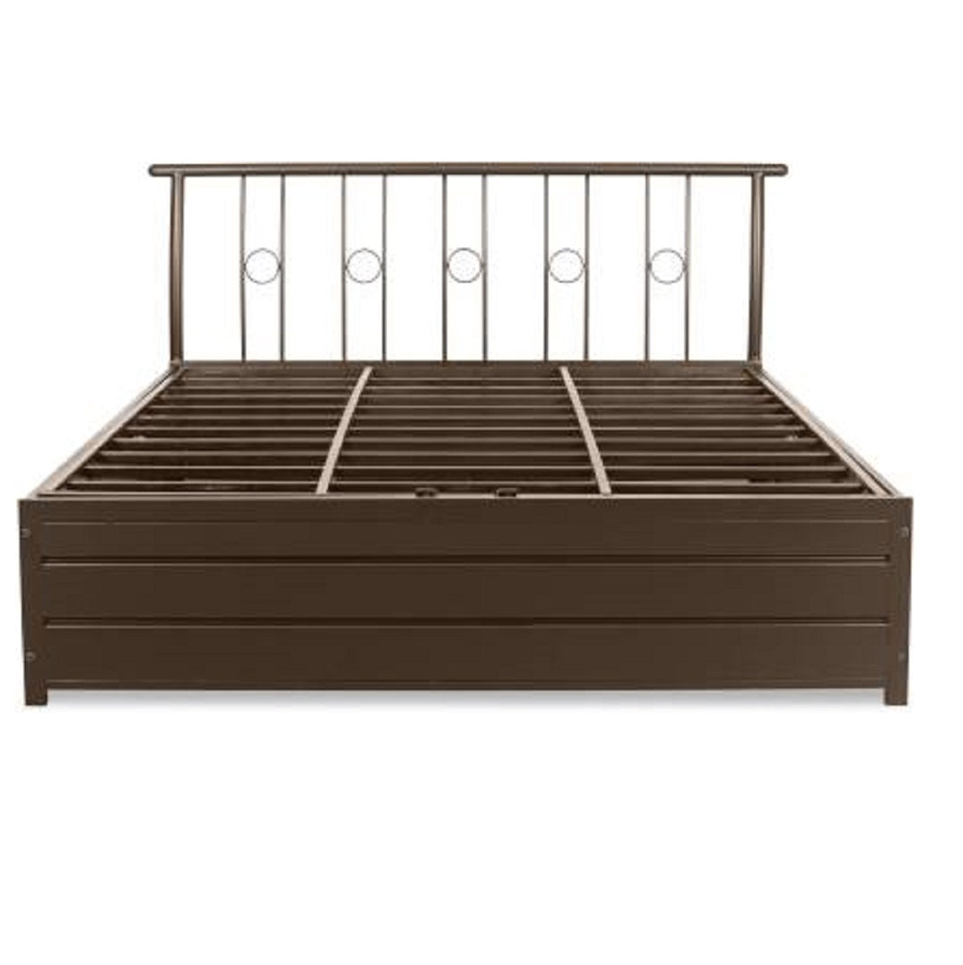 Manila Metal Queen Hydraulic Bed  (Finish Color - Brown) - metallikafurniture.com