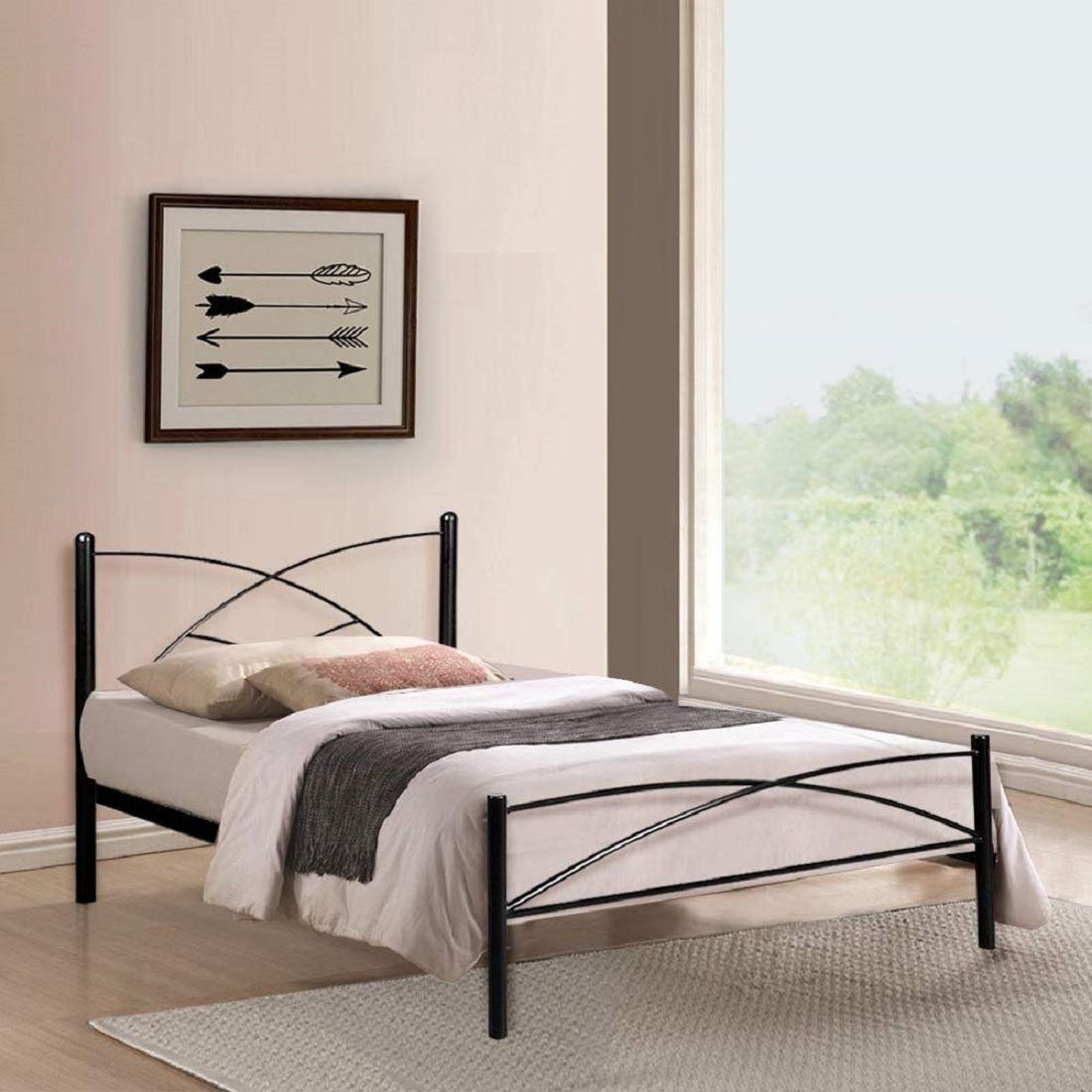 Berlin Metal Single Bed - Black - metallikafurniture.com