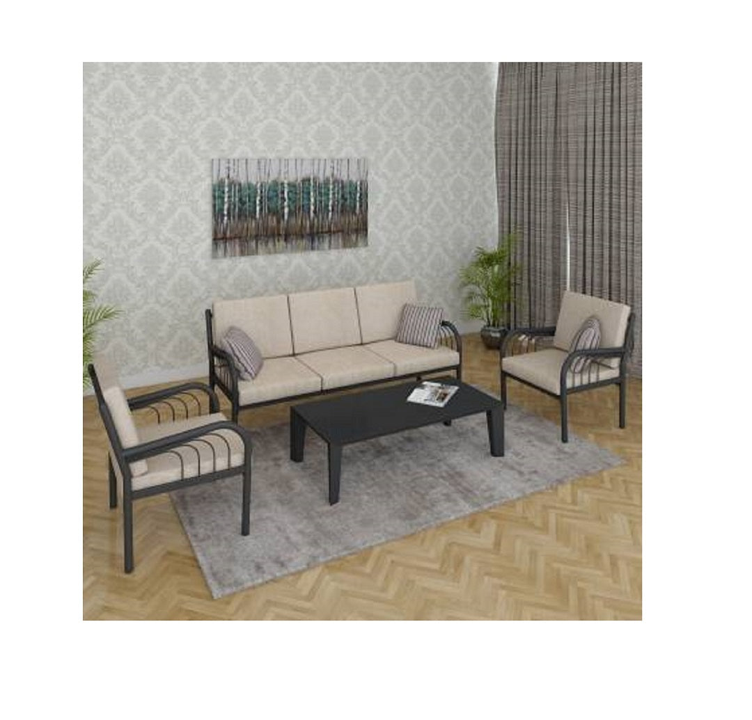 Vienna Fabric 3 + 1 + 1 Black Sofa Set - metallikafurniture.com