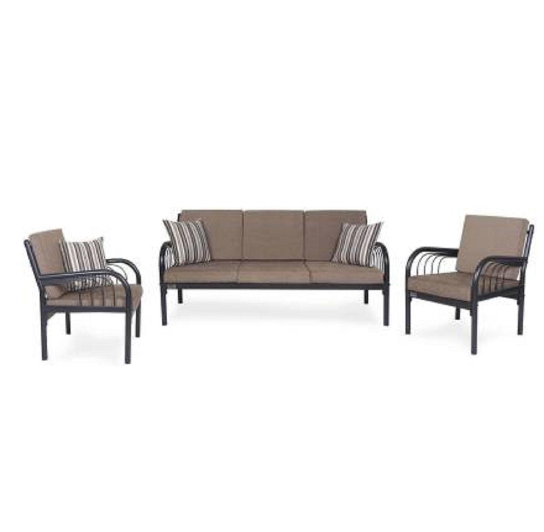 Vienna Fabric 3 + 1 + 1 Black Sofa Set - metallikafurniture.com