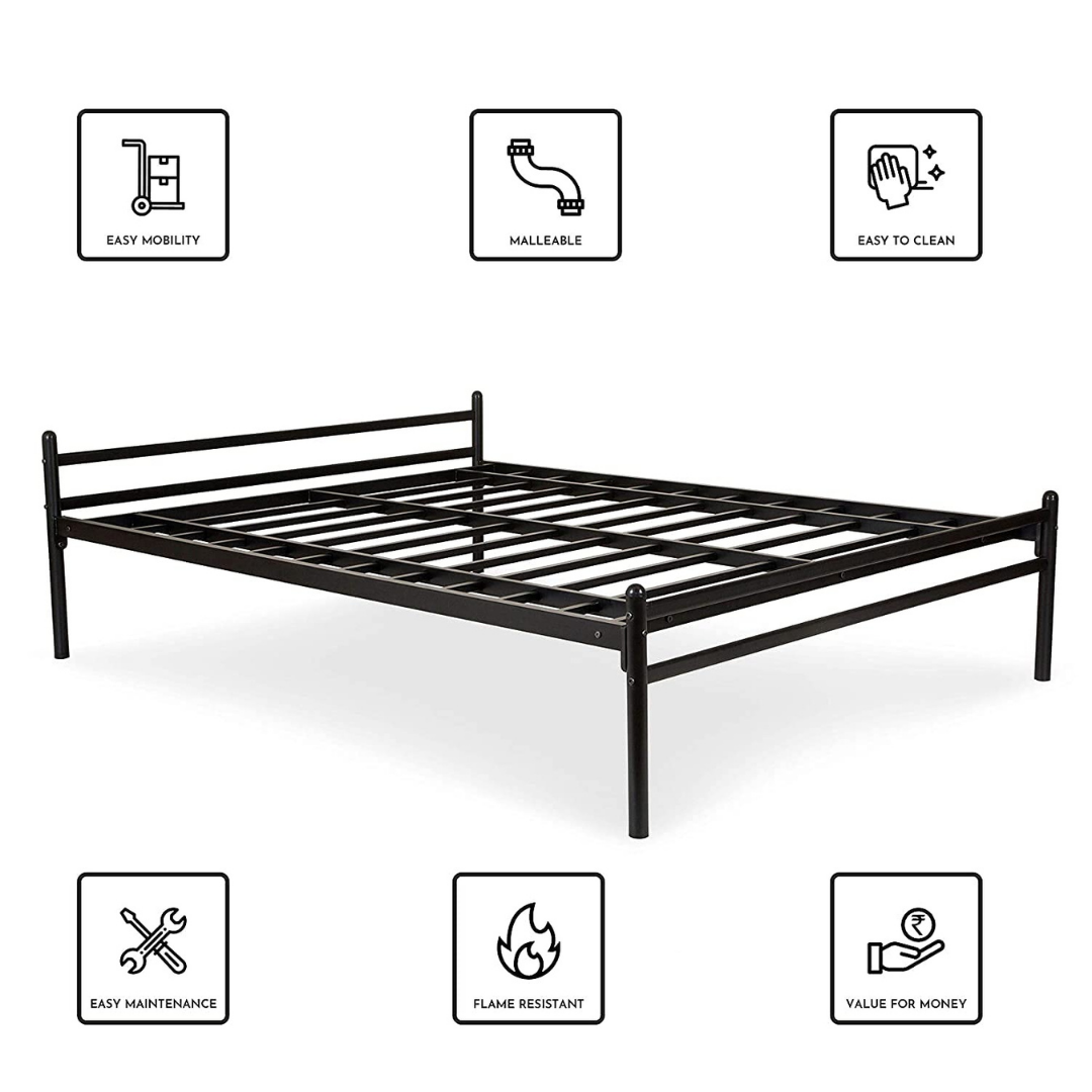 Zurich Metal Queen Size Bed - Black - metallikafurniture.com