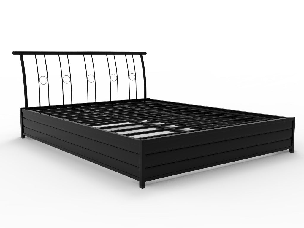 Manila Metal King Hydraulic Bed, Finish Color - Brown - metallikafurniture.com
