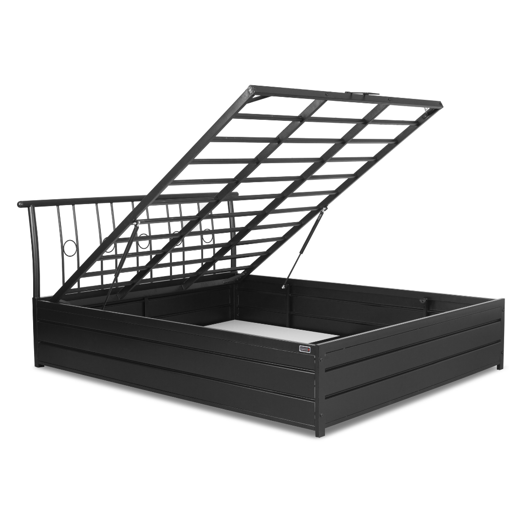 Manila Metal King Hydraulic Bed - Black - metallikafurniture.com